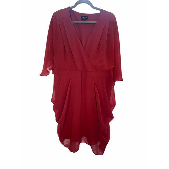 City Chic Pink Chiffon Dress - Size M/18 - Picture 2 of 11